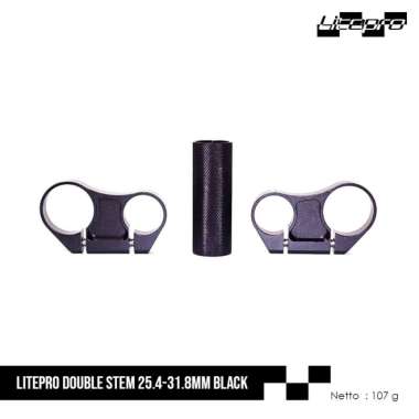 DELTACYCLES - LITEPRO DOUBLE STEM 25.4-31.8MM BLACK