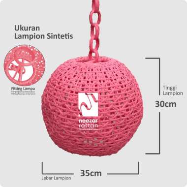 Lampion Rotan sintetis, Lampu Hias Gantung Taman, Ruang Tamu OEM PINK