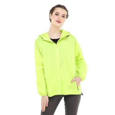 Jaket Olahraga Parasut Jaket Running Sepeda Waterproof Pria Wanita - H M Hijau