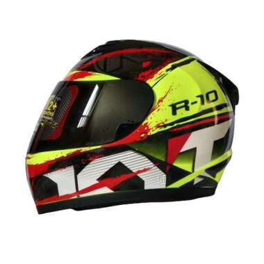 KYT R10 SERI 2 YELLOW FLO RED KYT R-10 SMOKE VISOR ORIGINAL KYT L YELLOW FLO RED