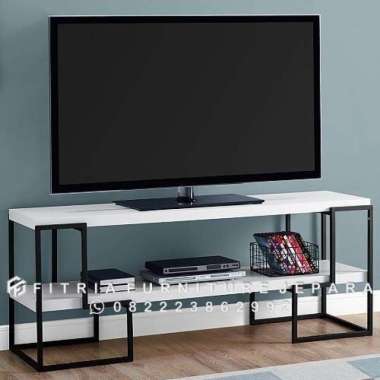 meja tv minimalis putih duco kombinasi besi hitam simple modern