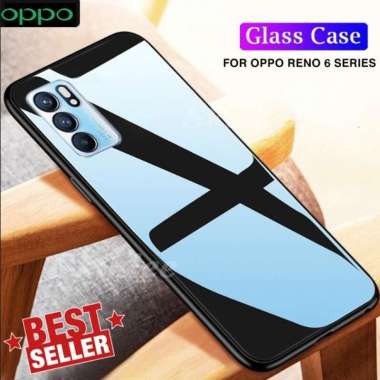 Case Oppo Reno 6 4G 5G glass case black edition hard casing backdoor Multicolor