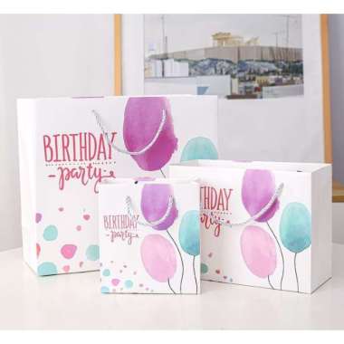 Paper bag Goodie Bag Karakter Birthday Party Tas Kado Gift Bag Sedang Putih Balon