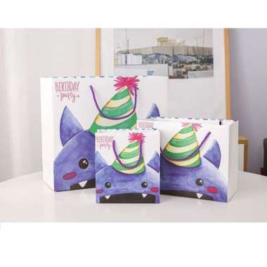 Paper bag Goodie Bag Karakter Birthday Party Tas Kado Gift Bag Besar Putih Monster