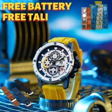 Jam Tangan Pria T5 Original Tali Rubber Tanggal & Chrono Aktif Free Tali & Battery Cadngan Box & Gar