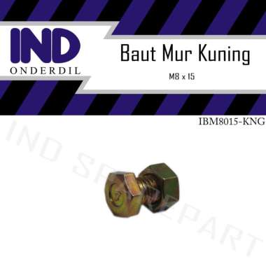 Baut-Baud Mur-Nut Kuning M8x15-M 8 x 15-M8-8x15 Baut Mur
