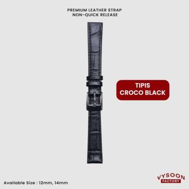 Strap Jam Tangan 12mm 14mm / Tali Jam Kulit / Non Quick Release Strap 12mm TPS-C.Black