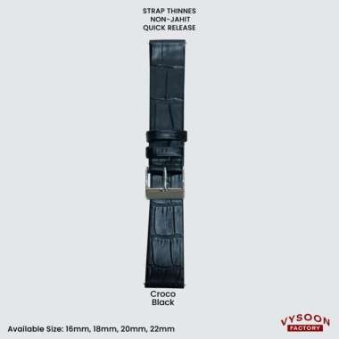 Tali Kulit Jam / Strap Jam Tangan Kulit Leather Strap 16 18 20mm 22mm 18mm Croco Black