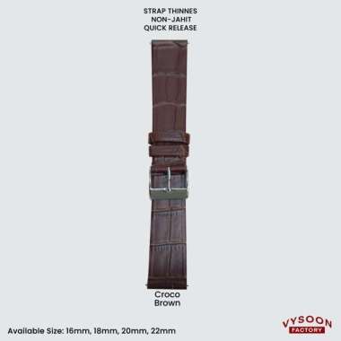 Tali Kulit Jam / Strap Jam Tangan Kulit Leather Strap 16 18 20mm 22mm 18mm Croco Brown