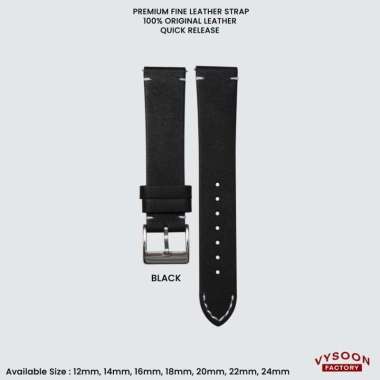 Quick Release Strap Premium Leather Tali Kulit Jam Tangan 20mm 22mm 20mm Black