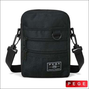 Selempang Pria Model Korea Tas Sling Bag Bahan Distro - PEGE - 8907 Hitam