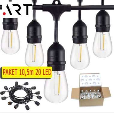 Fitting Gantung Outdoor 10 Meter / Filamen Led / Paket Fitting + Lampu 10,5m+20LAMPU