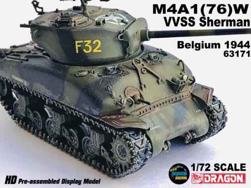 Tank Sherman M4A1(76)W VVSS Belgium 1944 Skala 1:72 Dragon