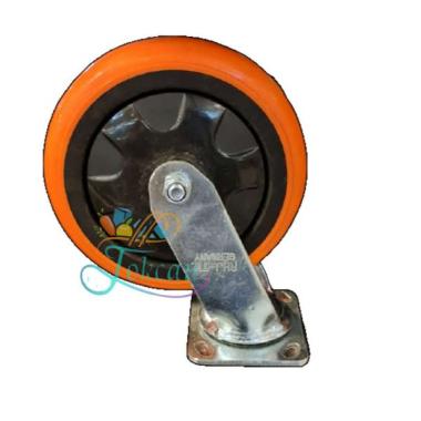 Roda Troly / Troli / Trolly PU Orange 4 Inch Heavy Duty Hidup Swivel RHJ Indonesia