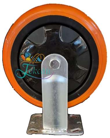 Roda Troly / Troli / Trolly PU Orange 4 Inch Heavy Duty Mati ( Fixed ) RHJ Indonesia