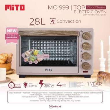 Electric Oven Listrik Mito TOP Kapasitas 28 Liter MO-999 / MO 999 Merah Muda