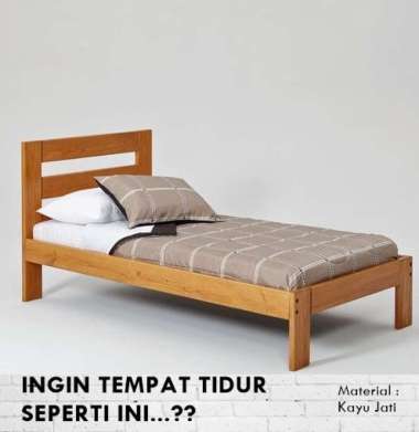 Set Tempat Tidur Anak Kayu Jati Dipan Anak Minimalis Kayu Jati - 90x200 140x200