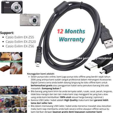 USB CABLE CHARGER CASIO EXILIM EX-ZS5 EX-ZS20 EX-ZS6 KABEL DATA