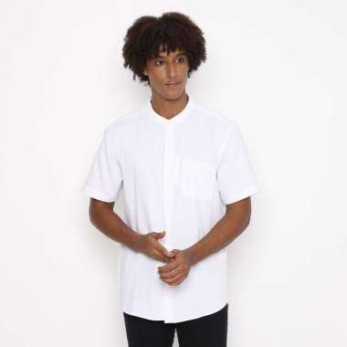 Platini Kemeja Pria Koko Shanghai Lengan Pendek Katun Oxford Putih 21030 S