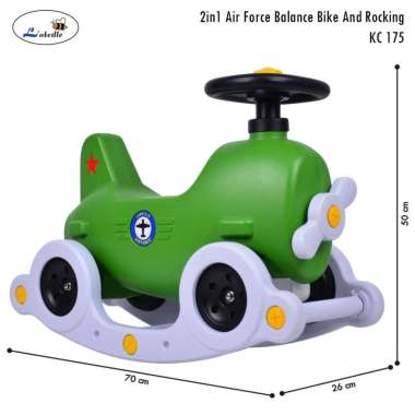 Labeille KC 175 2in1 Air Force Balance Bike Rocking Sepeda Roda 3 Keseimbangan Anak Bayi Green