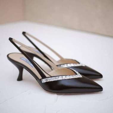 Prada slingback patent saffiano heels 6.5cm