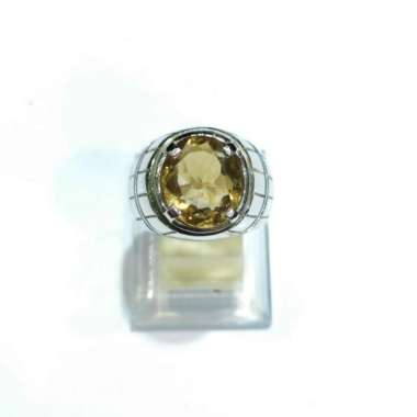 Cincin Pria King Yellow Citrine Emas Putih 750