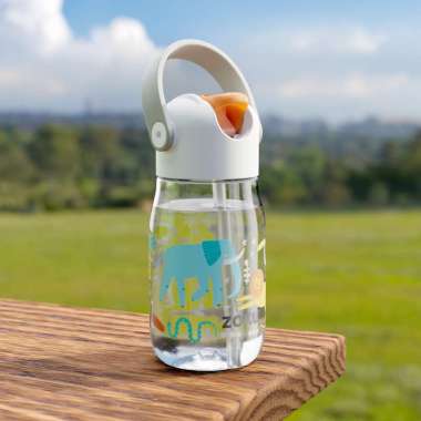 Zoku Clear Safari Kids Flip Straw Bottle - Botol Minum Anak, Botol Minum Sedotan, Botol Minum Anak a