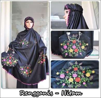 PUSAT GROSIR MUKENA DEWASA RENGGANIS HITAM