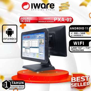 Android 11 Pos Mesin Kasir Desktop Iware PXA-02 DualMonitor 2G/16GB WF