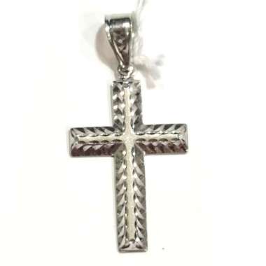 Liontin Salib Ukir Mesin Emas Putih 750