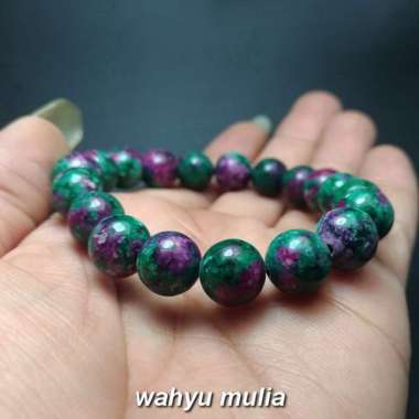 Batu Gelang Batu Ruby Ziosite Tanzania asli (kode 880) hijau merah