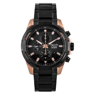 Jam Tangan Pria Alexandre Christie AC 6523 MC Original Black Rosegold
