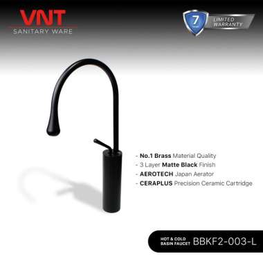 VNT Kran Wastafel Hitam BBKF2-003-L Keran Washtafel