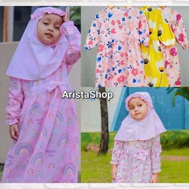 Gamis Anak Katun Hijab Karakter Size 3-6 Tahun - Baju Muslim Anak Gamis Kerudung Anak Setelan Gamis 