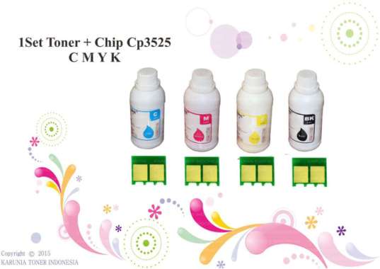 1Set Toner + Chip Cp3525 C M Y K Berkualitas Multicolor