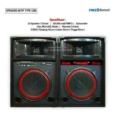 SPEAKER AKTIF 12 INCH INCHI 12" DOUBLE SUBWOOFER + BLUETOOTH hitam