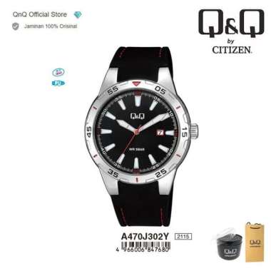Q&Q QnQ QQ Original Arloji Jam Tangan Pria Analog - A470J302Y 5 BAR Silver Black