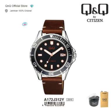 Q&Q QnQ QQ Original Jam Tangan Pria Analog Diver Model - A172J312Y Brown Black