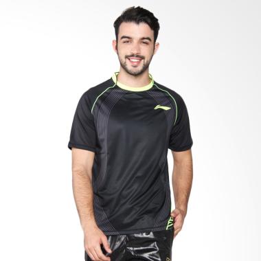 Li Ning T-Shirt Kaos Badminton Pria - Black ATSM389-1