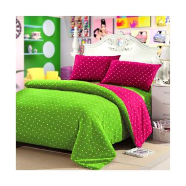 Jaxine Polkadot Katun Set Sprei dan Bedcover - Hijau Fanta