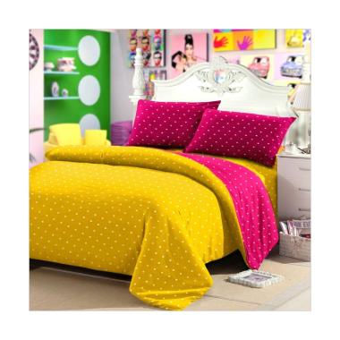Jaxine Polkadot Katun Set Sprei - Kuning Fanta