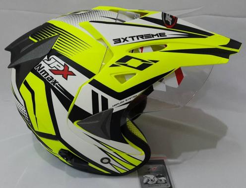 JPX Supermoto Nmax Fluorescent Helm Half Face - Yellow Doff