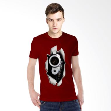 T-SHIRT GLORY Kaos 3D Gun Fire - Maroon