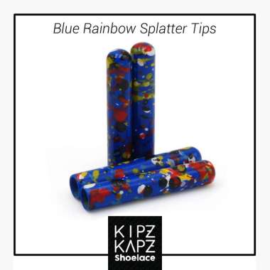 KipzKapz Shoelace Tips / Aglets / Tipping / Ujung Tali Sepatu [Diameter 3.3 mm] M Blue Rainbow Splat