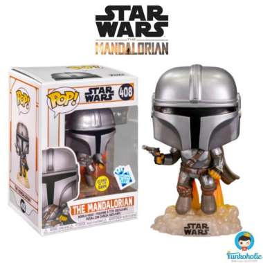 Funko POP! Star Wars Mandalorian with Blaster Flying Glow in the Dark