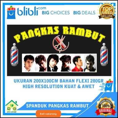 Nasya Gaulcomp Spanduk Pangkas Rambut Banner Potong Rambut Poster Plang Promosi Usaha Barbershop Sal