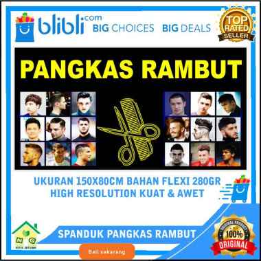 Nasya Gaulcomp Spanduk Pangkas Rambut Banner Potong Rambut Poster Plang Promosi Usaha Barbershop Sal