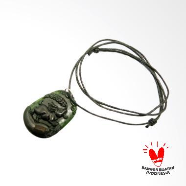 Vee Liontin Batu Giok Bergambar Shio Kelinci Kalung Terapi Kesehatan - Hitam
