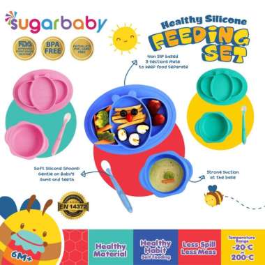 Silicone Feeding Set Sugar Baby | Tempat Makan Bayi Silicone Sugar
