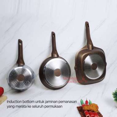 BOLDE INFINITY PAN 3+1 PCS SET FRY PAN WAJAN PENGGORENGAN GRILL PAN DAN SAUCE PAN TUTUP KACA